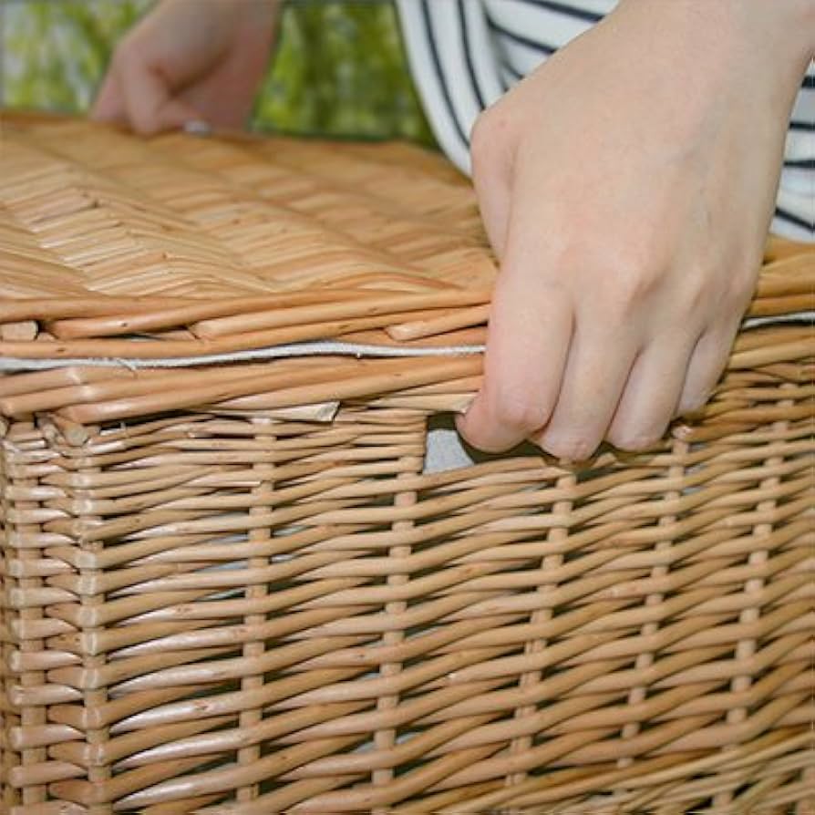 持ち手付きカゴ 籐 ピクニックバスケット トランク型 かご 籐かご 藤カゴ